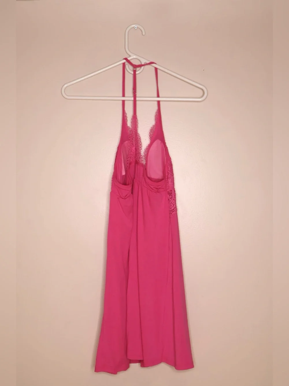 Victoria’s Secret Hot Pink Lace-Trim Chemise Nightdress M